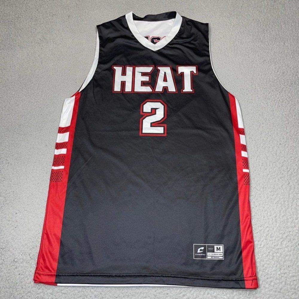 Heat Basketball Jersey Men Medium Black White Red Reversible Tank Sleeve Champro